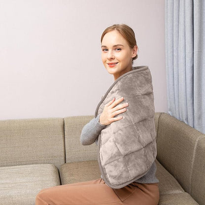 Ruqiji 17''x33'' Weighted Heating Pad, 5.2lbs with 12 Temperature Settings& Countdown Display, Pain Relief for Back/Neck/Shoulders/Abdomen/Legs, Birthday Gifts for Mom Dad Women Men (Light Tan)