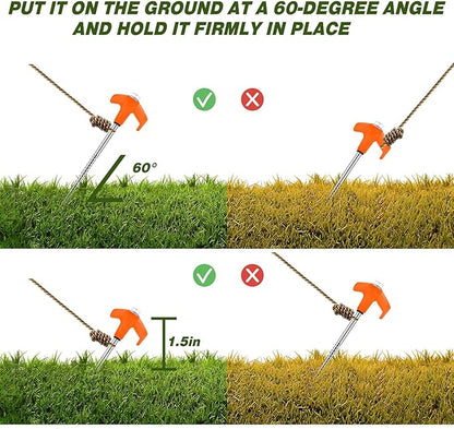 Hicarer 10 Pcs 20 Pcs 8'' Screw in Tent Stakes Heavy Duty Ground Metal Stakes for Inflatables with Hex Head Driver for Outdoor Camping Tent Inflatable Garden Decor (Orange)