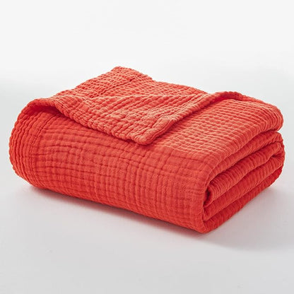 EMME Cotton Throw Blanket - 100% Muslin Soft, Breathable Gauze - All Season, Lightweight - Pre-Washed - Orange Rust, 50"x70"
