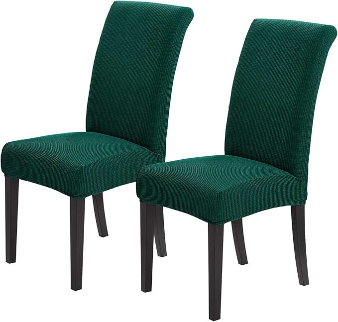 Joccun Chair Covers for Dining Room Set of 2, Dining Chair Slipcovers Stretch Dining Room Chair Covers Seat Protector,Washable Parsons Chair Cover for Home,Hotel,Banquet(Hunter,2 Pack)