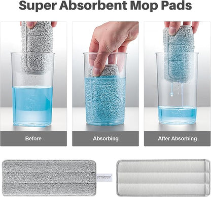 JOYMOOP Mop Replacement Pads, Reusable Microfiber Mop Pads for 13-inch Flat Mop and Mop Bucket Set, Pack of 2 Refills - Grey and Pink