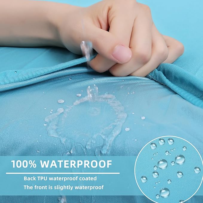 hyha Waterproof Couch Cushion Covers, Stretch Sofa Couch Seat Slipcover for Dog Washable, Non-Slip Waterproof Outdoor Cushion Covers for Patio Furniture Replacement (1 Piece for Large, Peacock Blue)