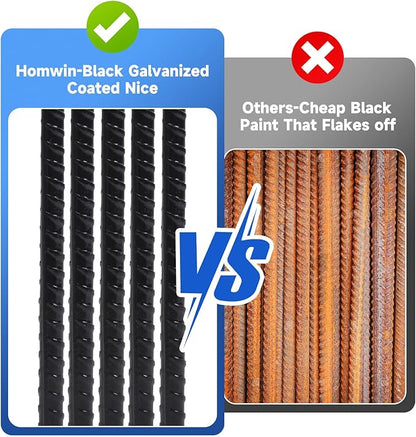 12 Inch Heavy Duty Rebar Stakes, 20-Pack Galvanized Steel J Hook Tent Stakes for Outdoor Decorations, Inflatables, Fencing, Gardening, Gazebo and Swing Set Anchors