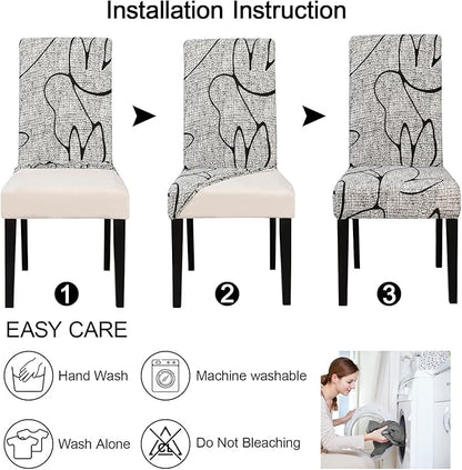 JQinHome Pattern Chair Covers for Dining Room Set of 8, High Stretch Removable Washable Parsons Chair Slipcover for Home Party Hotel Wedding Ceremony (8PCS, Lotus Gray)