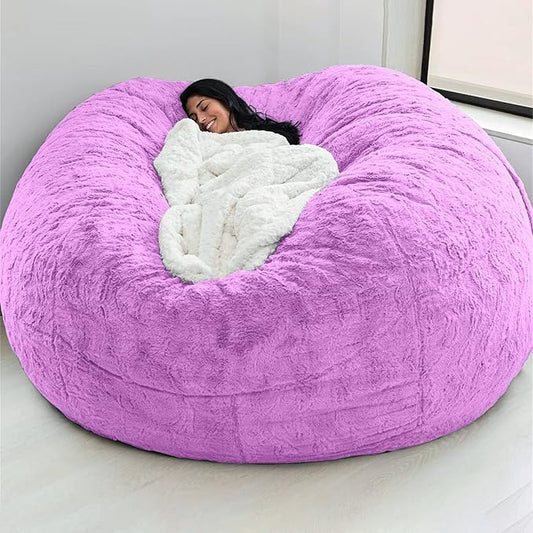 Big Huge Giant Bean Bag Chair for Adults, (No Filler) Bean Bag Chairs in Multiple Sizes and Colors Giant Foam-Filling Required- Machine Washable Covers, Double Stitched Seams (Purple,5FT)