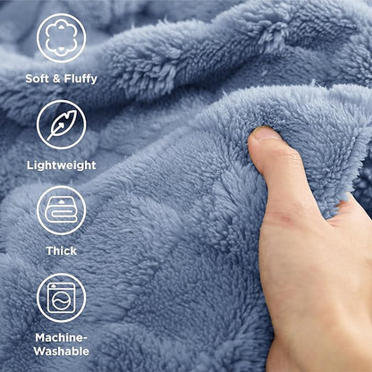 Bedsure GentleSoft Full Size Blankets for Bed Ashley Blue - Super Soft Cozy Fleece Blanket for Women Men Girls, Large Fuzzy Throws for Bedroom Decor, 84x90 Inches
