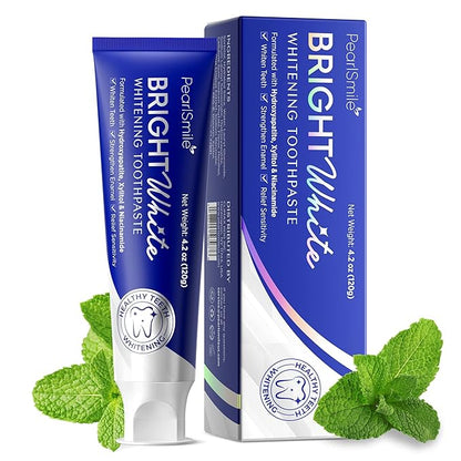 PearlSmile Hydroxyapatite Niacinamide Whitening Toothpaste – 5% Niacinamide + 10% Nano-Hydroxyapatite (nHAp) – Strengthens Enamel & Remineralizes – Fluoride-Free, 4.2oz (Pack of 1)