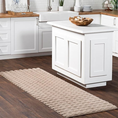 nuLOOM Jeni Checkered 2'6" x 10' Machine Washable Runner Rug for Living Room Bedroom Dining Room Entryway Hallway Kitchen, Taupe