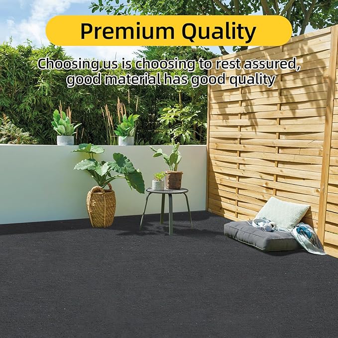 Marine Carpet, 6 FT x 14 FT Black Indoor/Outdoor Area Rug, 0.2" Thick, Waterproof, Non-Slip