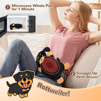 Microwave Heating Pad for Pain Relief, 16" x 11" Microwavable Heating Pads for Cramps, Back Pain, Neck Shoulder, Muscles, Knee, Joints, Natural Heat Pack Moist Heat, Rottweiler