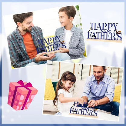 COCHIE Metal Happy Father's Day Sign, Fathers Day Decorations for Home, Shelf, Mantel, Indoor, Table Top Party Decoration, Fathers Day Gift for Dad from Daughter Son (Father's Day)