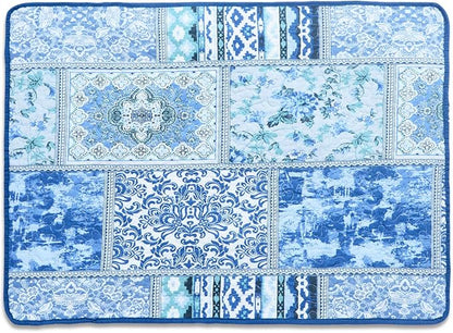NEWLAKE Quilted Cotton Bed Pillowcases,Blue Classic Bohemian Pattern, 2 Pieces, 20x36 Inch
