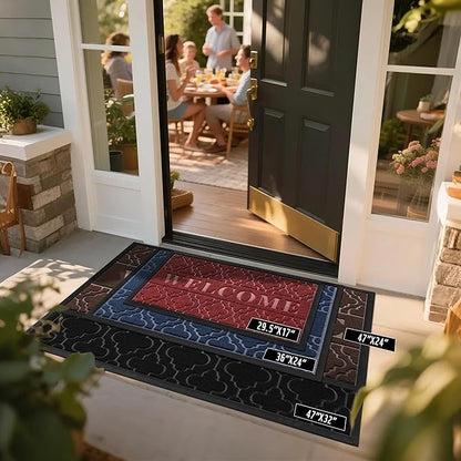 Yimobra Fall Door Mat Outdoor Indoor 29.5x17, All-Weather Waterproof Front Door Mat Outside Entrance, Non-Slip Low Profile Porch Patio Doormat, Brown