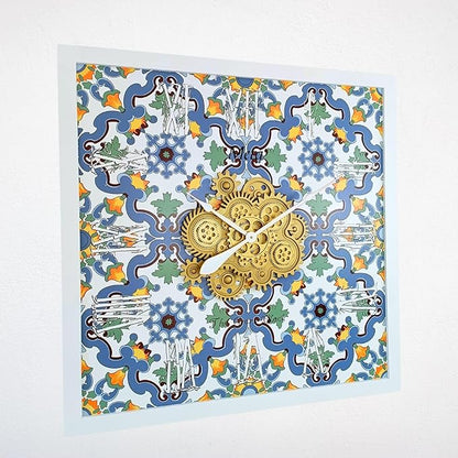 The Gears Clock Wall Clock Italy Collection with Moving Gears (Meta, 36 inch Square)