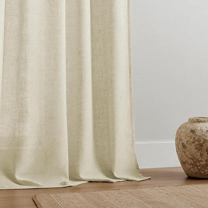 Joydeco Linen Curtains 108 Inch Length 2 Panel Sets,Light Filtering Curtains for Bedroom 52 Inch Wide Living Room Drapes with Back Tabs & Rod Pockets (W52 x L108 Inch, Linen)