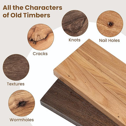 Floating Shelves for Wall Decor, 8 Inch Deep Rustic Solid Elm Wood Floating Shelves Wall Mounted, Wall Shelves with Invisible Bracket for Living Room Bathroom Bedroom Kitchen, 72 Inch Set of 1, Walnut