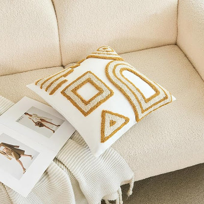HOdo Home 2PCS Pillow Covers-Throw Pillow Cover,Tufted Boho Jacquard Pillow Covers,Farmhouse Decorative Pillow Cover,Pillow Cases for Couch,Sofa,Bed,Chair,Living Room,Home Decor（18x18inch ）