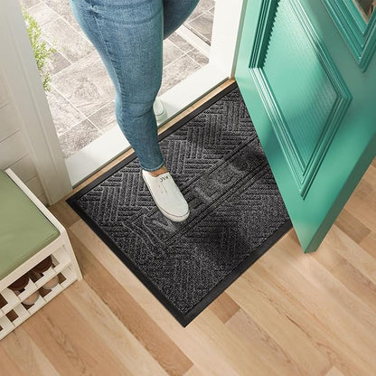 Mibao Front Door Mat Outside Entrance, Durable Outdoor Indoor Mat, Low Profile Heavy Duty Doormat, Non-Slip, Traps Dirt and Moisture, Easy Clean Patio Porch Entryway Mat, 29.5" x 17", Grey