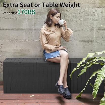 30 Gallon Resin Deck Box,Lockable Outdoor Storage Box for Patio Cushions Storage Furniture,Garden Tools,Pool Supplies, Weatherproof and UV Resistant- Black