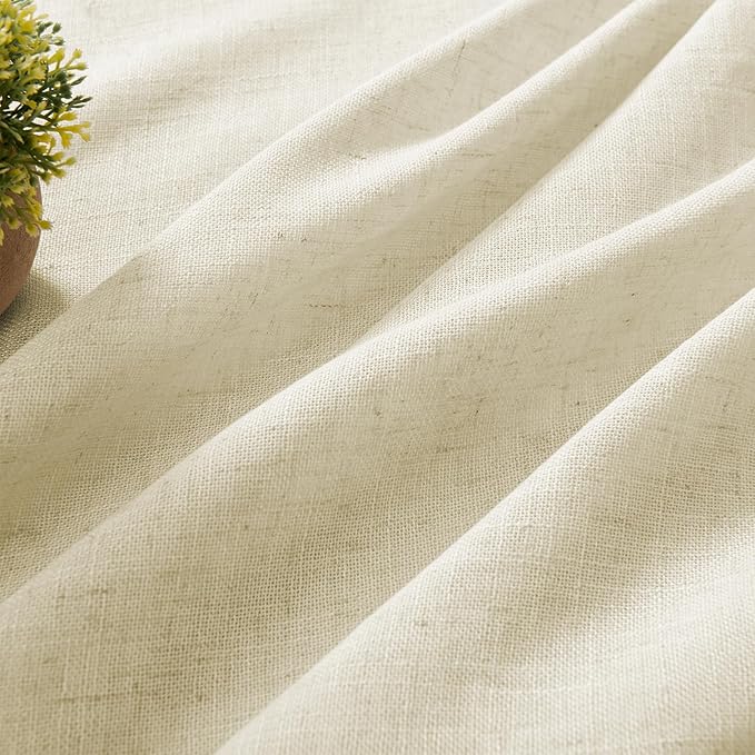Joydeco Linen Curtains 96 Inch Length 2 Panel Sets,Light Filtering Curtains for Bedroom 100 Inch Wide Living Room Drapes with Back Tabs & Rod Pockets (W100 x L96 Inch, Linen)