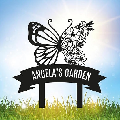 Personalized Metal Garden Sign with Stake, Custom Garden Decor for Outdoor, Custom Family Name Sign, Patio Decorations, Lawn Art, Farmhouse Decorative, Housewarming Gift (CstmDesign7)