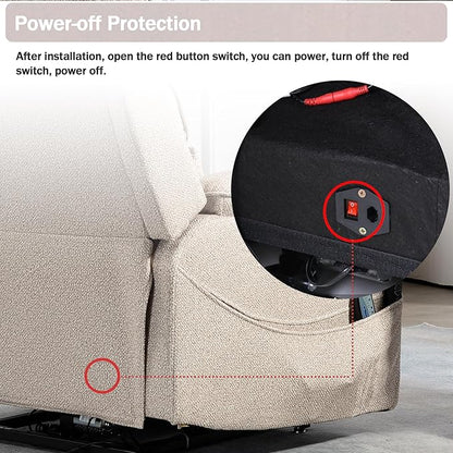 Power Lift Recliner Chair for Adults Elderly Lay Flat Velvet Recliners with Massage Heating, Extended Footrest, Wireless Charging Device, USB Ports, Cup Holder, Lumbar Pillow