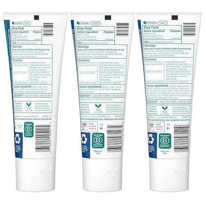 Tom's of Maine Anticavity Kids Natural Toothpaste Variety Pack, Strawberry, Orange Mango, Watermelon Flavors, Kids Toothpaste with Fluoride, Safe for Ages 2 and Up, 5.1 oz (Pack of 3)