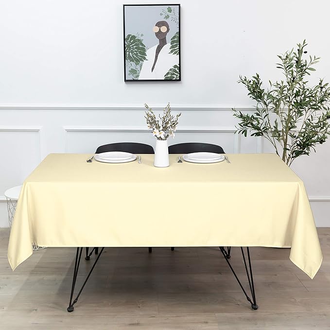sancua Rectangle Tablecloth - 70 x 108 Inch - Stain and Wrinkle Resistant Washable Polyester Table Cloth, Decorative Fabric Table Cover for Dining Tables, Buffet Parties and Camping, Beige