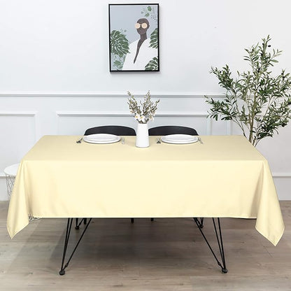 sancua Rectangle Tablecloth - 70 x 90 Inch - Stain and Wrinkle Resistant Washable Polyester Table Cloth, Decorative Fabric Table Cover for Dining Tables, Buffet Parties and Camping, Beige
