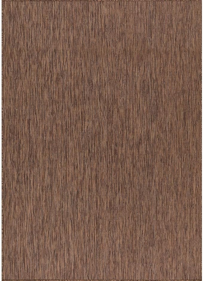 Washable Indoor Outdoor Rug Weather Resistant Carpet Modern Solid for Porch Deck Balcony Backyard Patio Rug 5x7 Gold Brown
