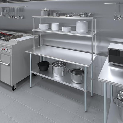 AmGood Double OverShelf Stainless Steel NSF - Many (60" Long x 14" Deep)