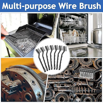 Jeffbaubl 30 Pieces Mini Wire Brush,6.7 Inch Stainless Steel Scratch Brushes,Wire Bristles Brush,Curved Handle Masonry Brushes Wire Bristle for Cleaning Welding Slag and Rust