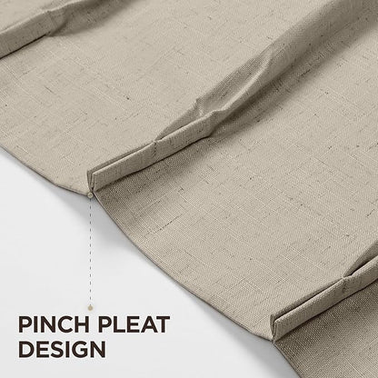 Joydeco Pinch Pleated Linen Curtains for Living Room, 100% Blackout Curtains 84 inches Long 2 Panel Thermal Insulated Pinch Pleat Drapes(Cobblestone,40'' Wx84'' L)