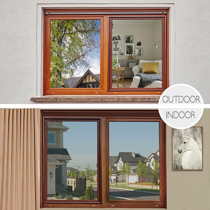 HIDBEA One Way Window Film Non-Adhesive, Heat Control Sun Blocking Daytime Privacy Glass Films, Reflective Self Static Cling Mirror Window Tint for Home (Silver, 35.4 Inch x 16.4 Feet)