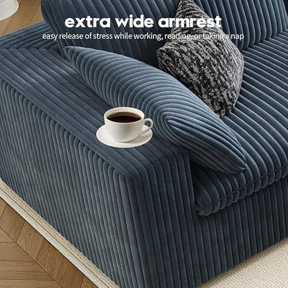 LoveSeat Cloud Couch Modular Sectional Sofa for Living Room,Modern Sofa with Deep Seat，2 Seater Boneless Couch with Ottoman,Comfy Upholstered Couches for Apartment, Studio, Office,Bedroom，Blue