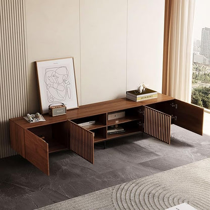 Mid Century Modern TV Stand for 80+ Inch TVs, 94.48" Walnut Console with Ample Storage – Stylish Entertainment Center for Living Room or Bedroom
