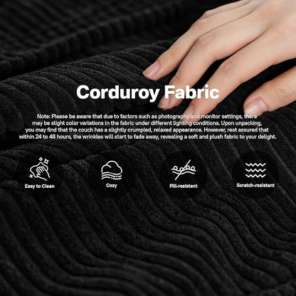 104" Cloud Sectional Couches for Living Room,L Shaped Boneless Couch in A Box,Sleeper Sofa with Comfy Chaise No Assembly Required,Black