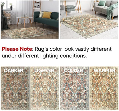 Keen Home Design 2x10 Rug - Machine Washable Runner with Non-Slip Backing, Ideal for Hallway, Entryway, Kitchen, Laundry Room - Vintage, Easy Clean, Durable, Low Pile Rug - (2'6" x 10')