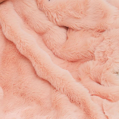 RYNGHIPY Faux Fur Bed Blankets Fluffy Warm Throw Blanket for Sofa Couch Soft Plush Decorative Blanket Thick and Heavy Cute Bubble Furry Blanket (Blush, 51''x63'')