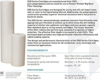 Pentair Pentek Big Blue Filter Housing Bundle with DGD-5005-20 Big Blue Water Filter Cartridge