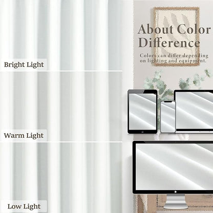 White Blackout Curtains 84 Inch Long 2 Panels Cotton Linen Thick Total Black Out Curtain for Bedroom Window 7ft Living Room Darkening Thermal Insulated Drapes Modern Farmhouse Shabby Chic 52x84 Length