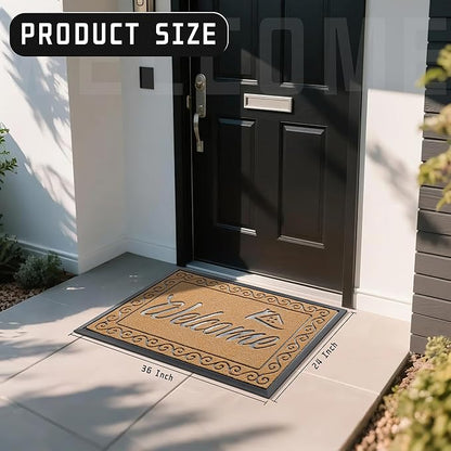 Yimobra Welcome Mat Outdoor Indoor, Waterproof Heavy Duty Front Door Mat Outside Entrance, Extra Sturdy Non-Slip Doormat, Low Profile, Dirt Trapping, 36x24 Inches, Yellow
