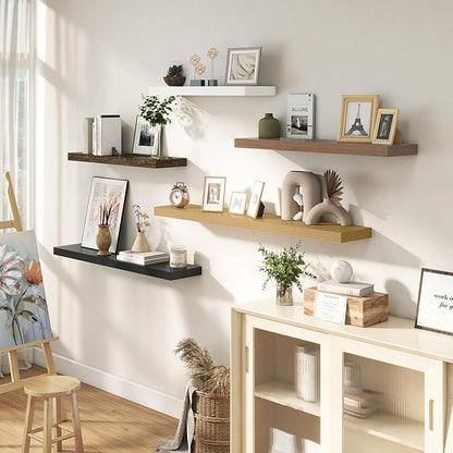 48 Inches Floating Shelves for Wall, 9.3" Deep Long Floating Shelves Set of 1, Large Display & Storage Shelf, Wall Shelf for Bathroom Bedroom Living Room Kitchen Office, White