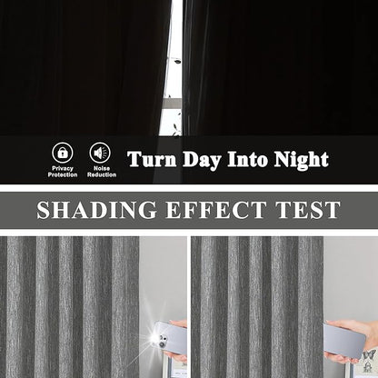 Vision Home Charcoal Grey Full Blackout Curtains Pinch Pleated Room Darkening Window Curtains 95 inch for Living Room Bedroom Thermal Insulated Pinch Pleat Drapes with Hooks Back Tab 2 Panel 40"Wx95"L