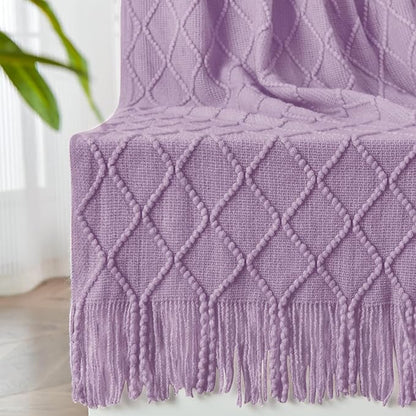 inhand Knitted Throw Blanket for Couch and Bed, Soft Living Room Home Decor Knitted Blanket with Tassel, Outdoor Lightweight Breathable Summer Blanket, Farmhouse Warm Woven Decorative, 50"x60"