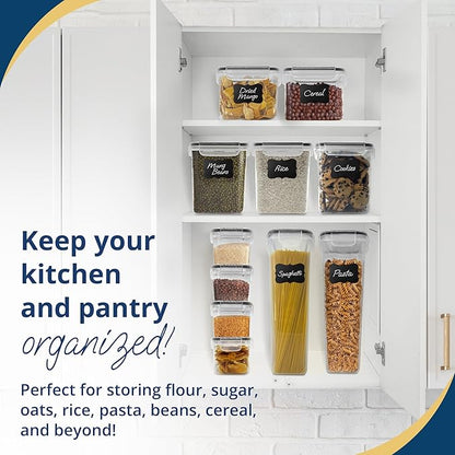Reli. Airtight Food Storage Containers with Lids (16 Sets) | Kitchen Organizers and Storage Pantry Organizers | BPA Free Plastic Food Containers | Super Variety Pack w/Measuring Cup, 18 Labels, Pen