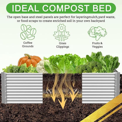 2 Pack 8x4FT Tall Galvanized Raised Garden Bed Outdoor,Metal Garden Bed for Vegetables,Steel Raised Beds for Gardening,Above Ground Garden Box for Flower-Y2G