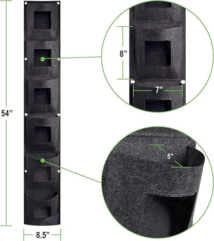 Hanging Planter Bags, Vertical Garden Planting Wall Gardening Grow Bag, 6 Pockets Large Wall Planter - Indoor Outdoor Plants Flowers Herbs, Waterproof Reusable