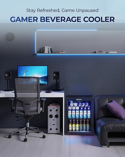 EUHOMY Beverage Refrigerator Cooler - 68 Can Mini Fridge with Glass Door for Soda, Beer, Wine, Small Refrigerator with Digital Temperature Control and Adjustable Shelves for Home Office Bar, 1.7 Cu.ft