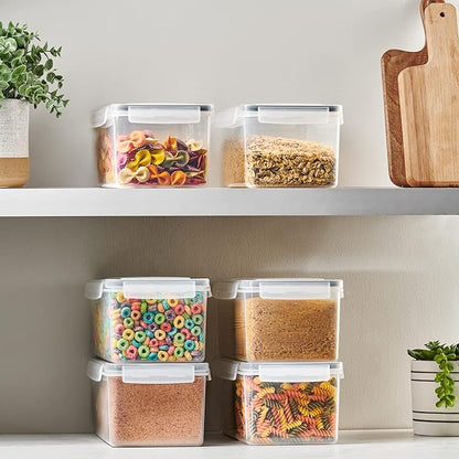 Large Airtight Food Storage Containers with Lids Set of 4 3.2L - 102 fl. oz Pasta storage Containers, BPA Free Plastic Spaghetti container - Air Tight Canisters for Kitchen Pantry Organization
